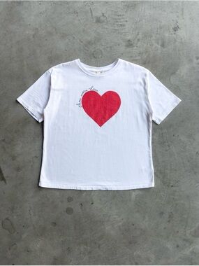 Universal Thread White Tee with Red Heart Graphic